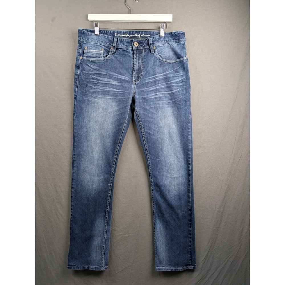 Buffalo David Bitton Ethan Super Slim Jeans Mens 33x30 Blue Distressed Denim